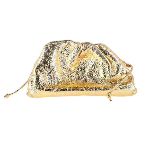 Bottega Veneta Wrinkled Mini Pouch Clutch Bag in Gold Leather - Picture 2 of 7